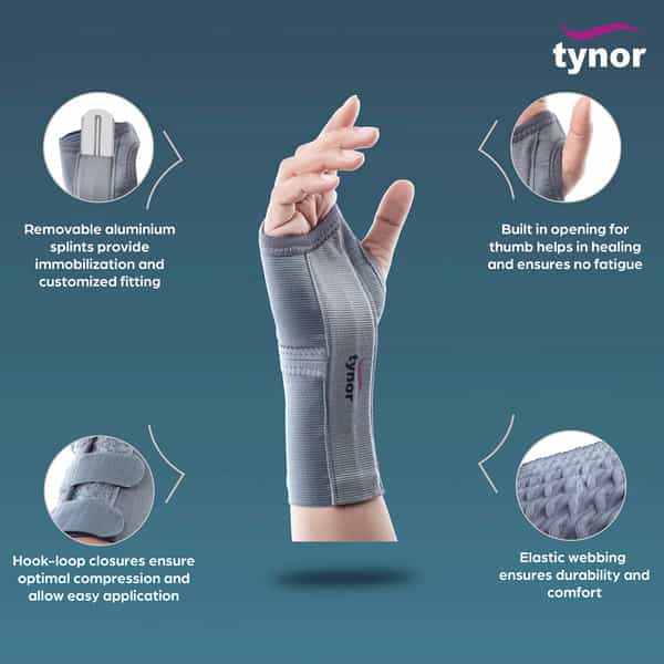 Tynor Elastic Wrist Splint Grey Left Small 1 Unit