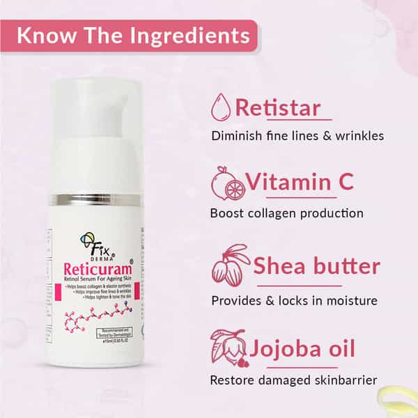 Fixderma 0.05% Pure Retinol Reticuram Face Serum For Anti Aging - 15Ml