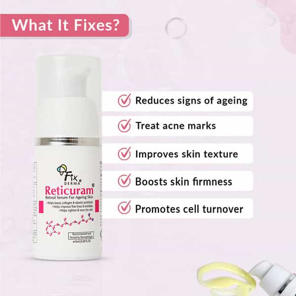 Fixderma 0.05% Pure Retinol Reticuram Face Serum For Anti Aging - 15Ml