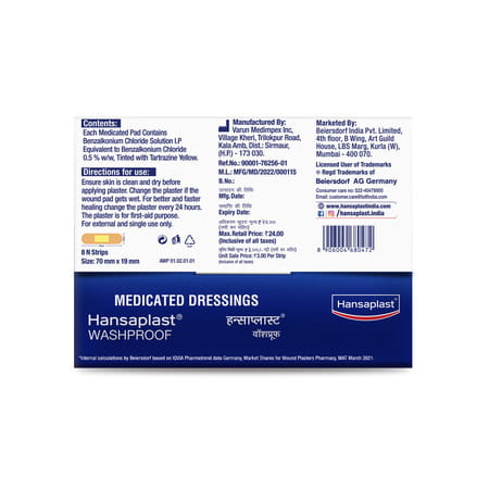 Hansaplast Bandage Washproof Box Of 8