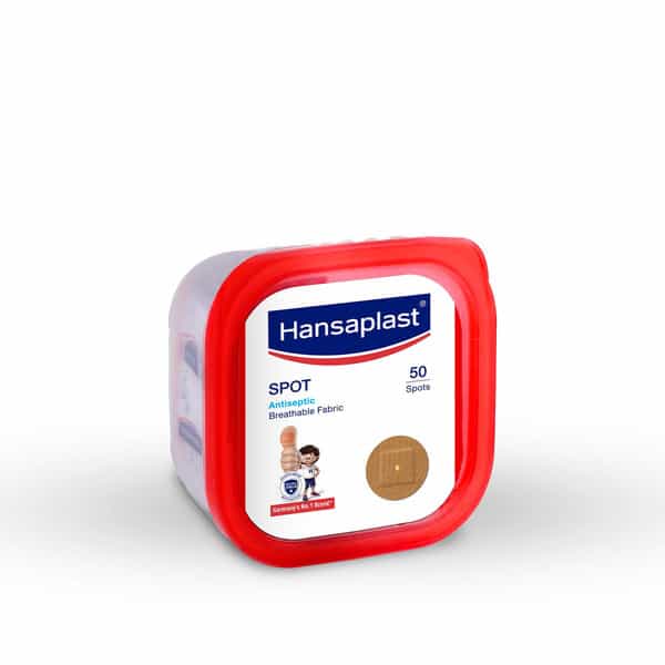 Hansaplast Antiseptic Spot Bandage For Cuts & Wounds | Breathable | Kids & Adults | Jar 50 Strips