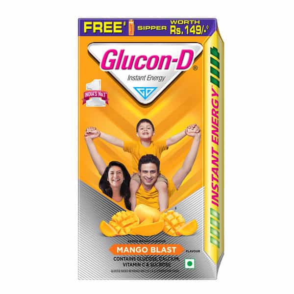 Glucon-D Mango Blast Glucose Powder With Free Sipper 1Kg Refill