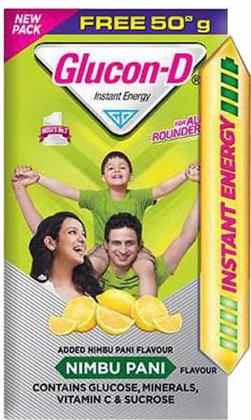 Glucon-D: Nimbu Pani Flavoured Glucose Based Beverage Mix - 250 G (200G + 50G Free) Pouch