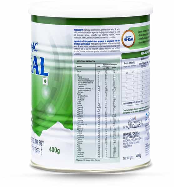 Dexolac Hi Kal | Infant Formula | Powder | Tin 400 Gm