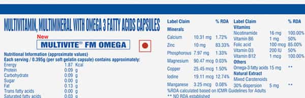 Multivite Fm Omega Multivitamin With Multiminerals Supports Energy & Stamina Recovery 30 Tablets