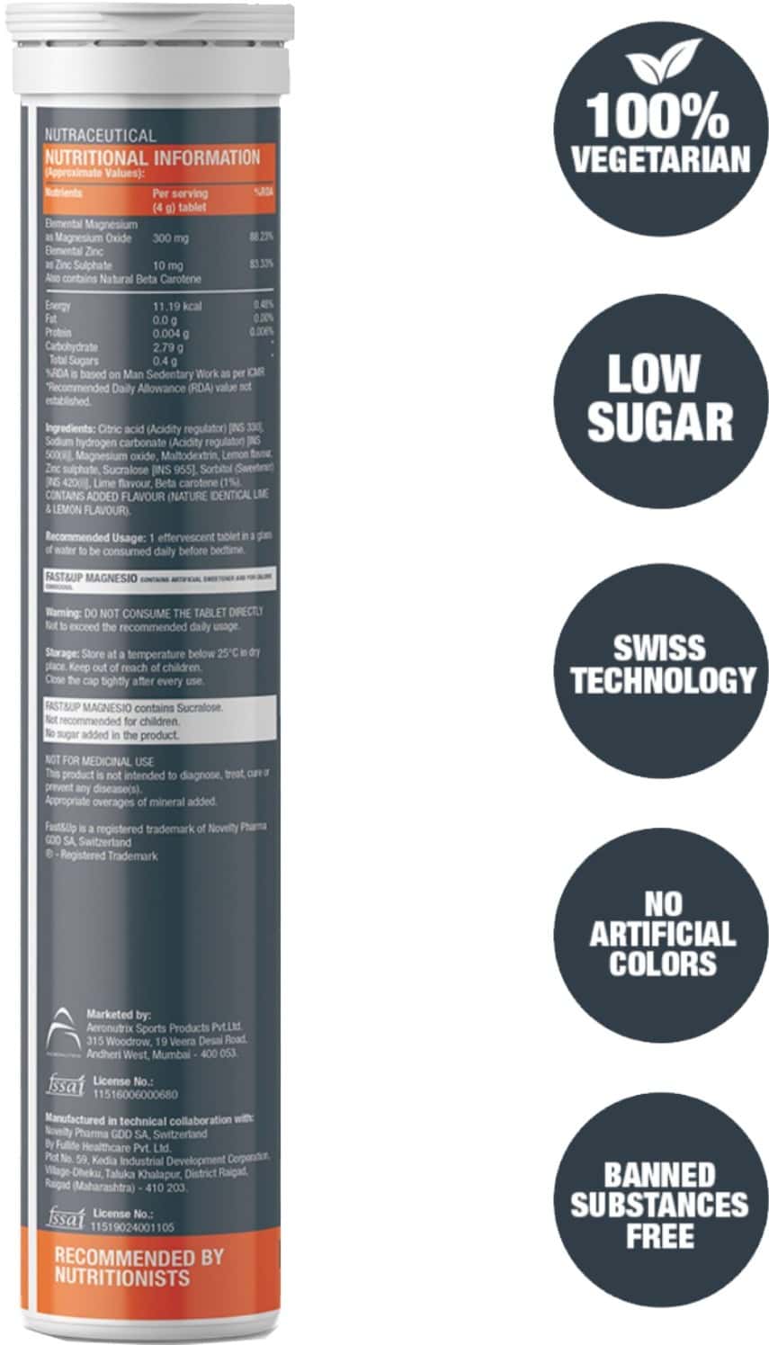 Buy FAST&UP MAGNESIUM SUPPLEMENT+ZINC,ANTI STRESS,MUSCLE RECOVERY