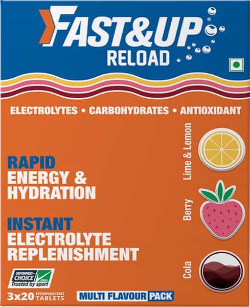 Fast&Up Reload Berry Cola Lime & Lemon Effervescent Tablets Box Of 3*20