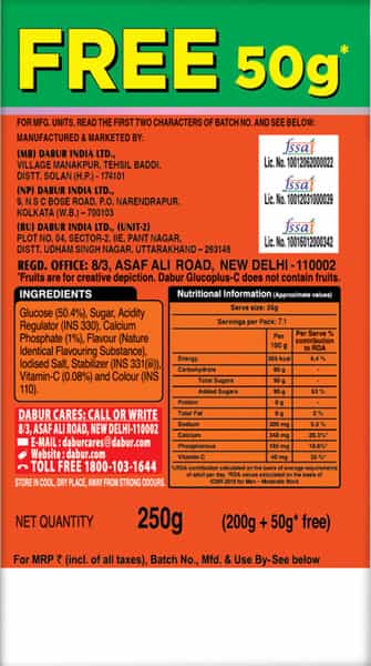 Dabur Glucoplus C - Orange 200 Gm Get 50 Gm Free