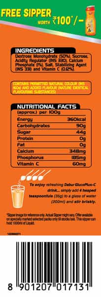 Dabur Glucoplus C - Orange 1 Kg (Get Sipper Free)