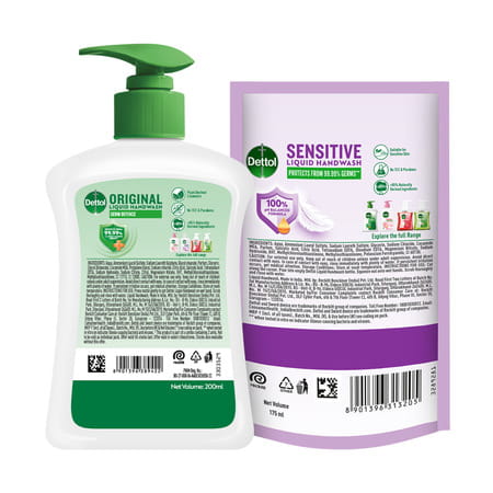 Dettol Original Liquid Handwash - 200 Ml With Dettol Liquid Handwash - 175 Ml (Any Variant)
