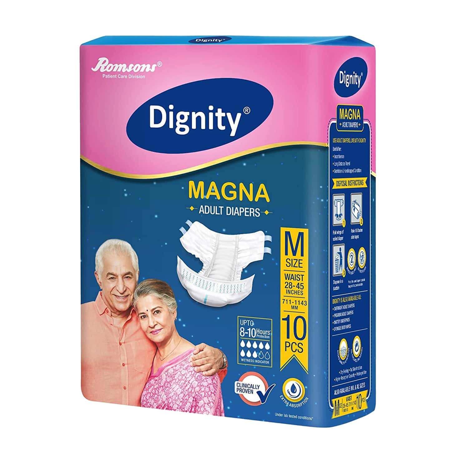 Dignity Magna Adult Diapers Medium 10pcs (Pack Of 1)