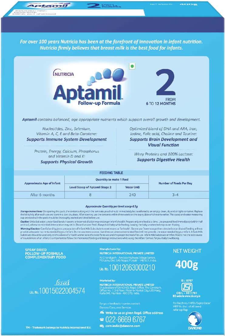 Aptamil Stage 2 Follow Up Formula Baby Food Tin Of 400 G