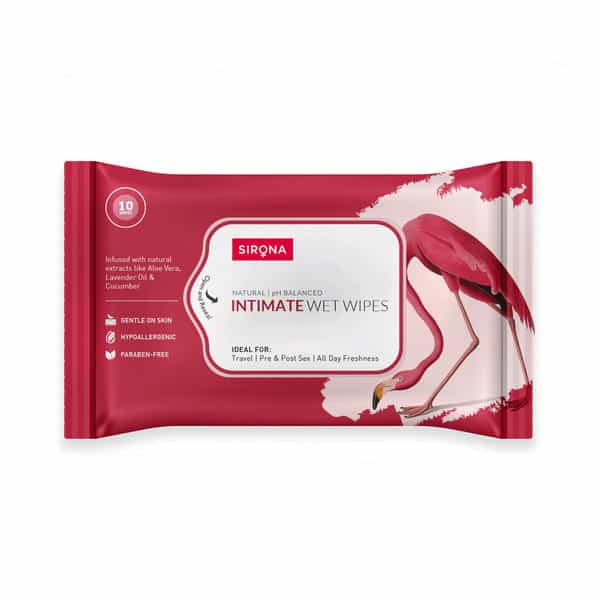 Sirona Intimate Wet Wipes For Cleaning Intimate Areas Ideal For Pre And Post Sex - Pack Of 10
