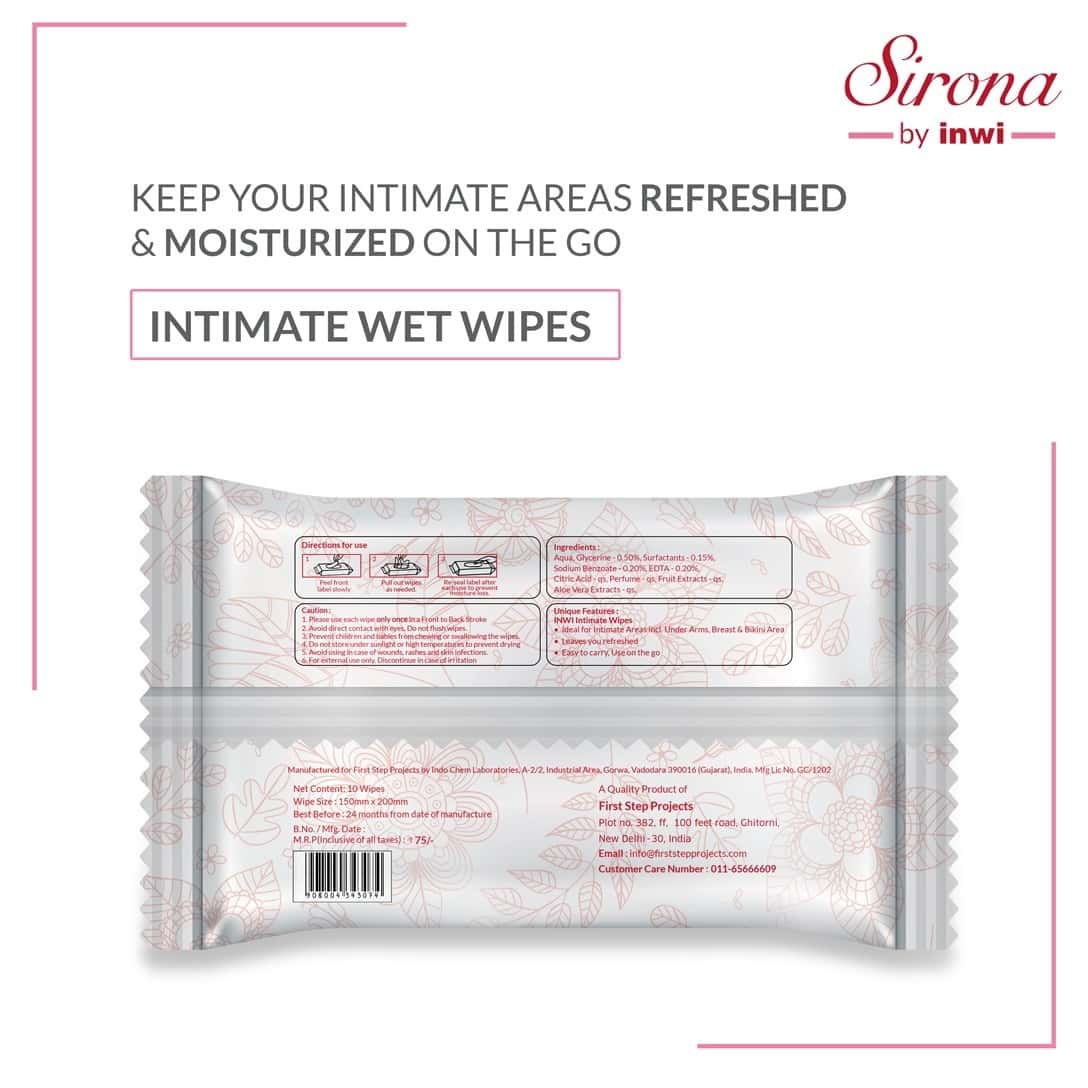 Buy SIRONA INTIMATE WET WIPES FOR CLEANING INTIMATE AREAS IDEAL FOR PRE