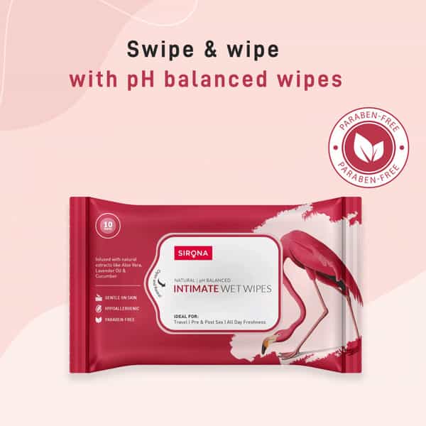 Sirona Intimate Wet Wipes For Cleaning Intimate Areas Ideal For Pre And Post Sex - Pack Of 10