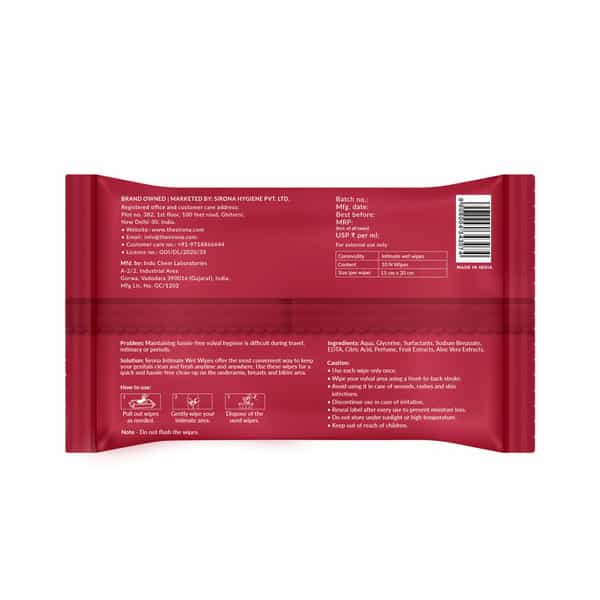 Sirona Intimate Wet Wipes For Cleaning Intimate Areas Ideal For Pre And Post Sex - Pack Of 10
