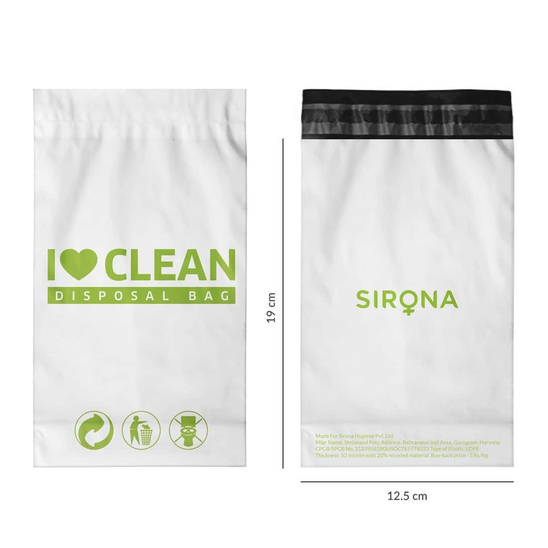 SIRONA SANITARY AND DIAPERS DISPOSAL BAG PACKET OF 45 'S