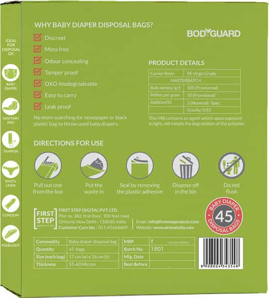Bodyguard - Baby Diapers And Sanitary Disposal Bag - 45 Bags
