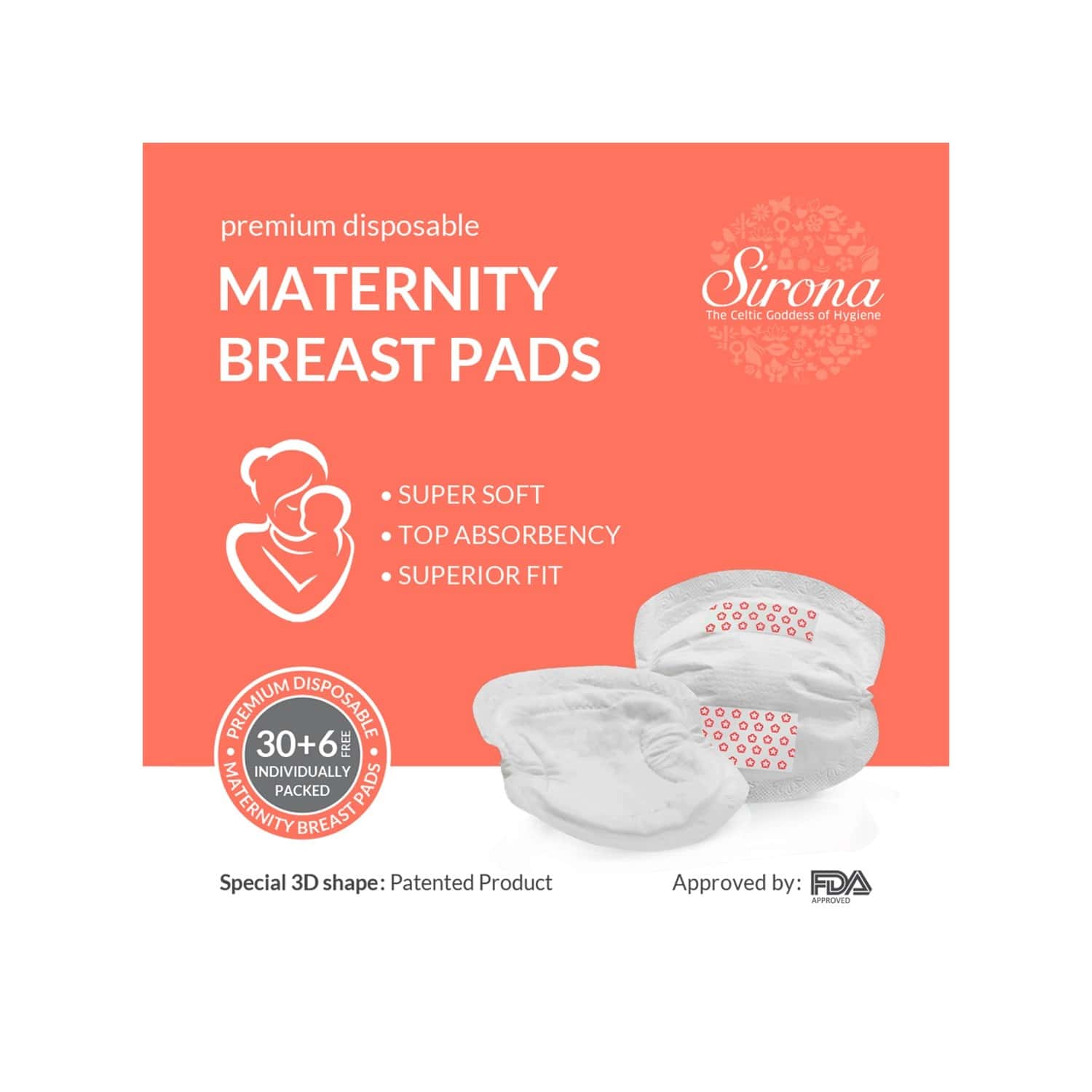 Buy Sirona Premium Disposable Maternity Breast Pads 30 + 6 Pads