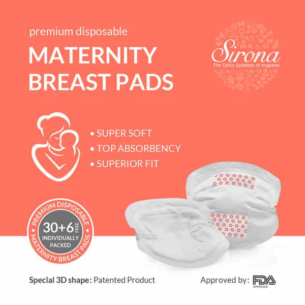 Sirona Premium Disposable Maternity Breast Pads - 30 + 6 Pads