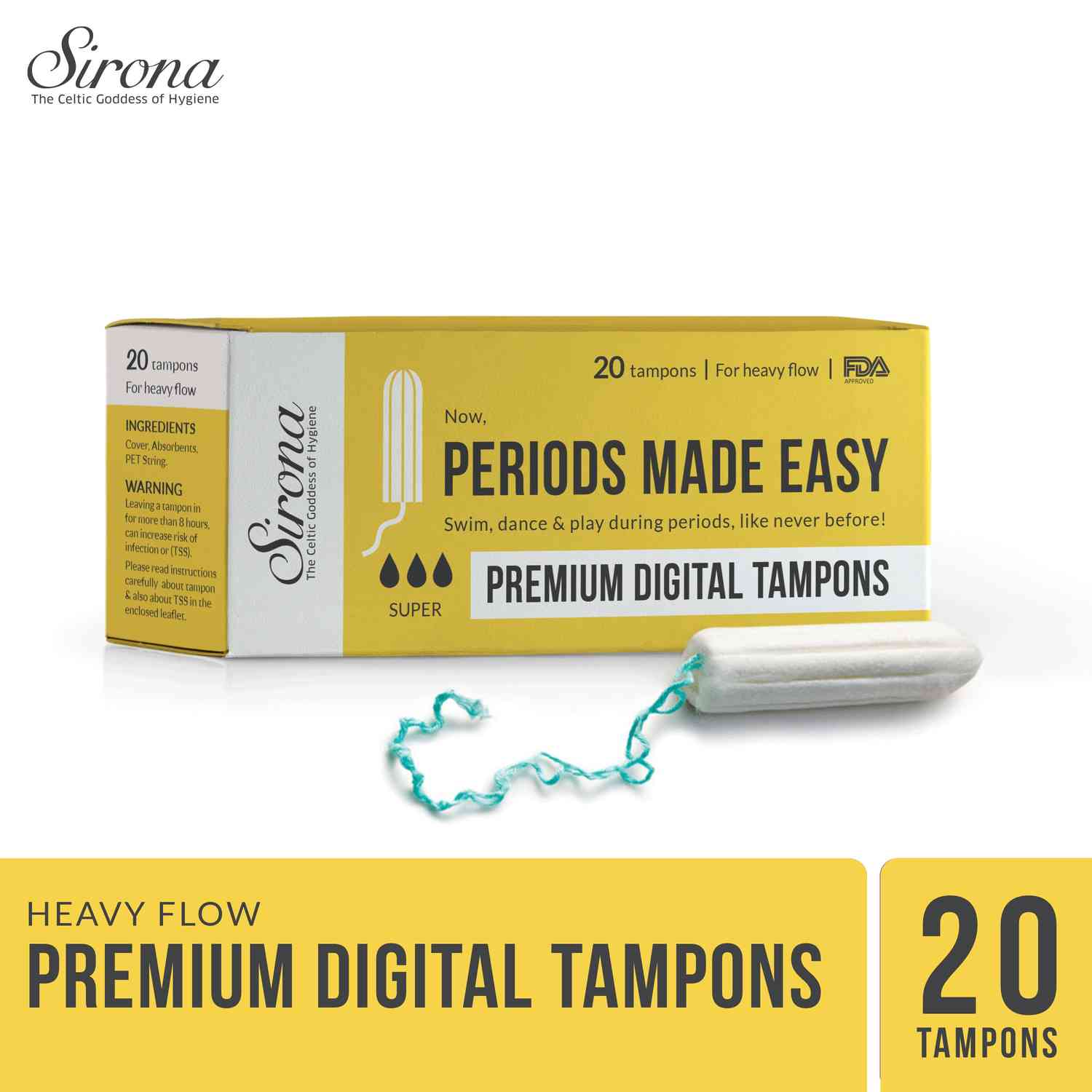 Buy Sirona Premium Digital Tampon (Heavy Flow) Packet Of 20 Online