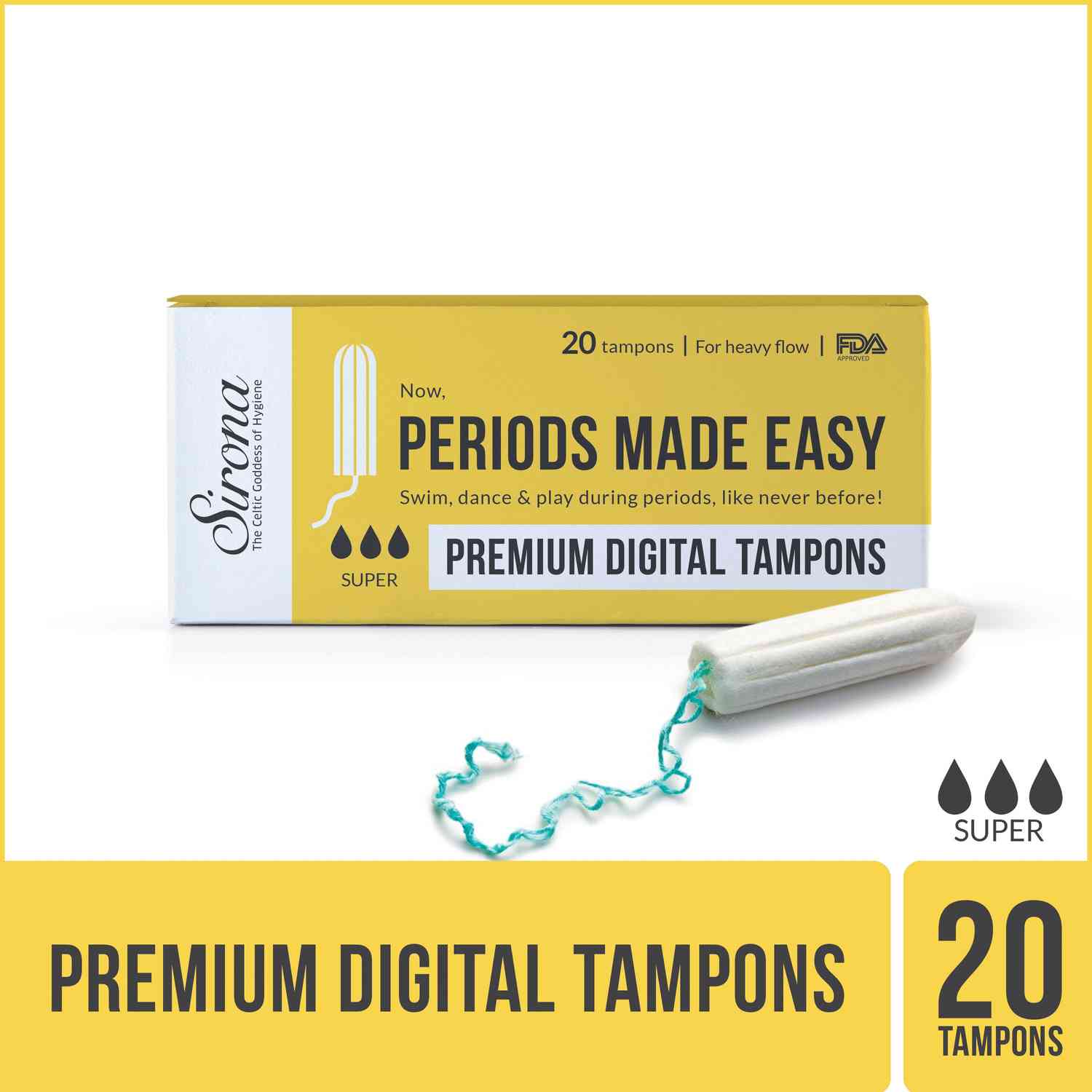 Buy Sirona Premium Digital Tampon (Heavy Flow) Packet Of 20 Online
