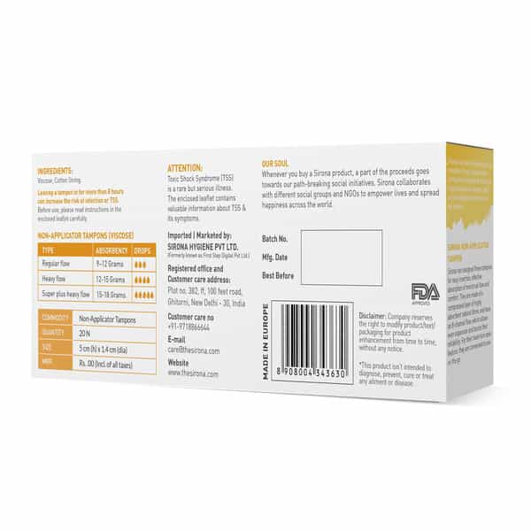Sirona Premium Digital Tampon (Heavy Flow) Packet Of 20