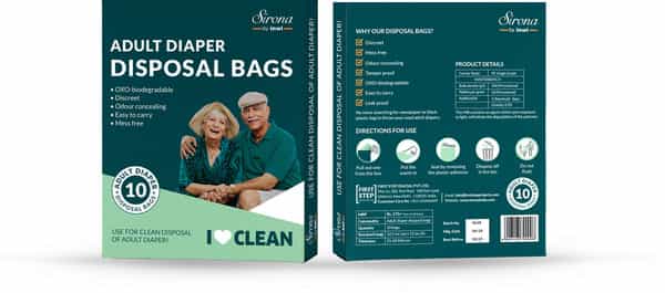Sirona Adult Diaper Disposal Bag For Discreet Tamper Proof Disposal Of Diapers - Pack Of 10