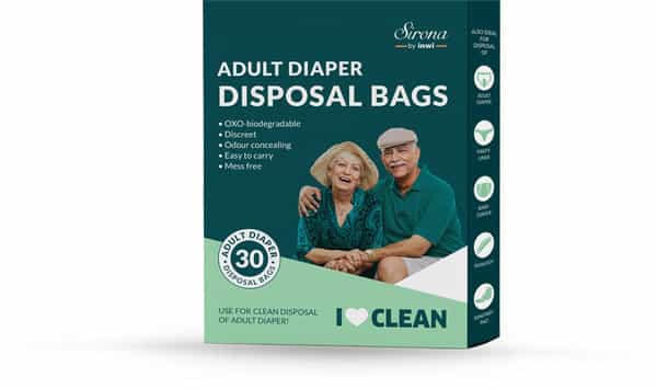 Sirona Adult Diaper Disposal Bag For Discreet Tamper Proof Disposal Of Diapers - Pack Of 30