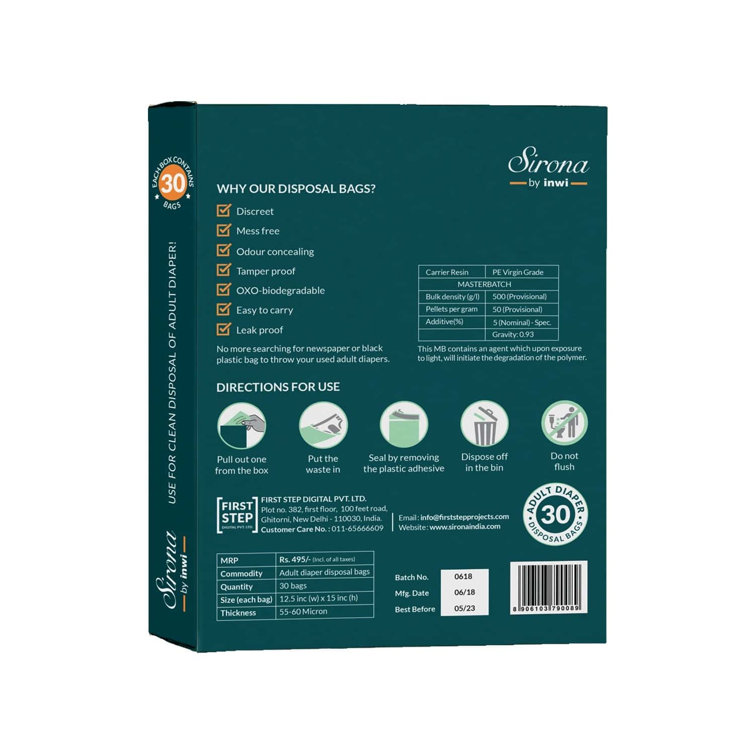 Buy SIRONA ADULT DIAPER DISPOSAL BAG FOR DISCREET, TAMPER PROOF