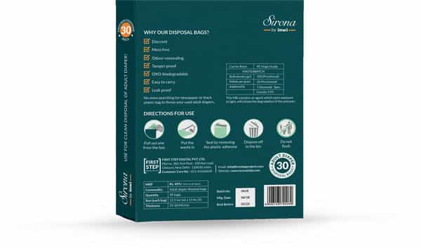 Sirona Adult Diaper Disposal Bag For Discreet Tamper Proof Disposal Of Diapers - Pack Of 30