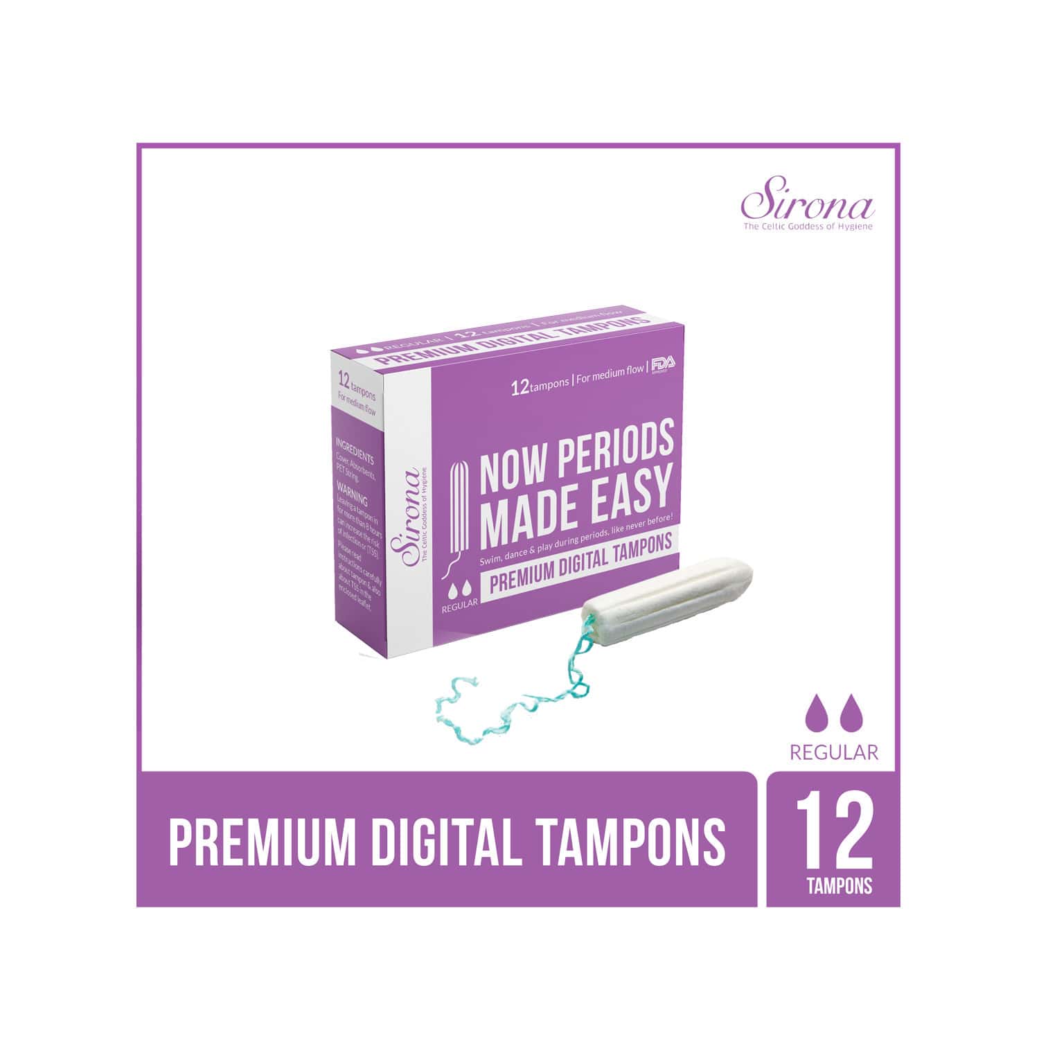 Buy Sirona Premium Digital Tampon (Medium Flow)Packet Of 12 Online at