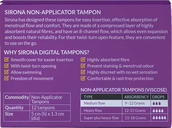 Sirona Premium Digital Tampon (Regular Flow) Medium Flow - 12 Pieces