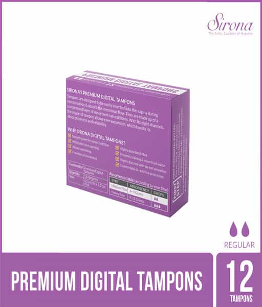 Sirona Premium Digital Tampon (Regular Flow) Medium Flow - 12 Pieces