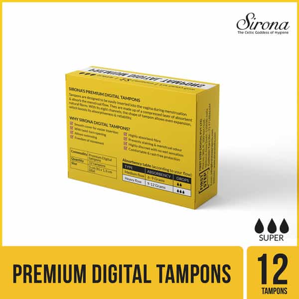 Sirona Non Applicator Tampon Heavy Flow - 12 Pieces