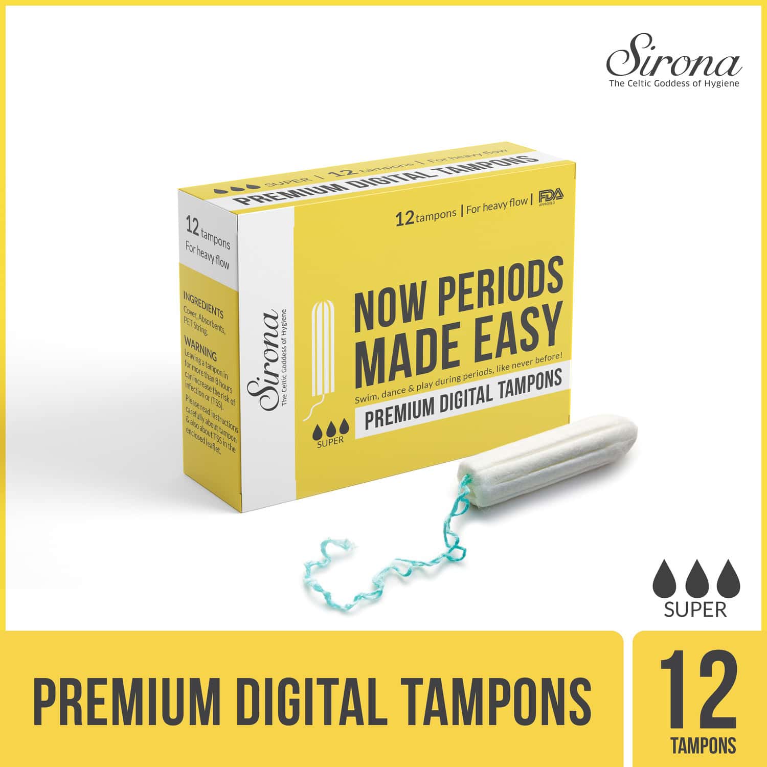 Buy Sirona Premium Digital Tampon Heavy Flow 12 Pieces Online & Get