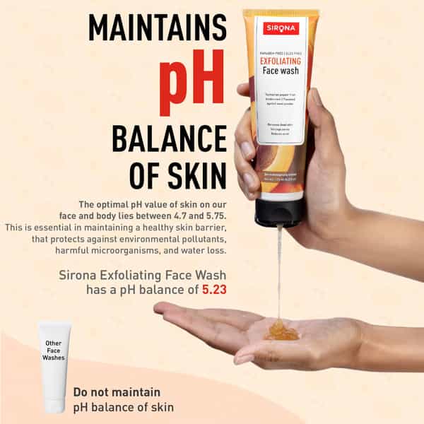 Sirona Natural Exfoliating Face Wash Facial Cleaner With Apricot & Flaxseed Extracts - 125 Ml