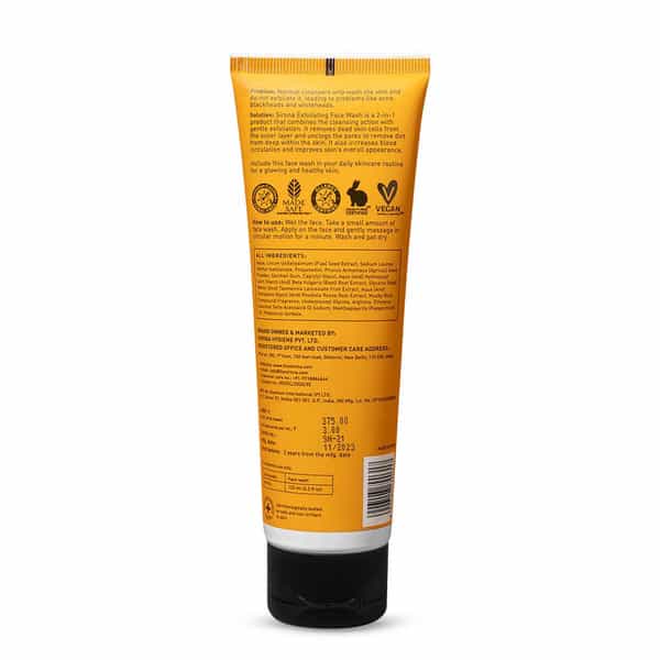 Sirona Natural Exfoliating Face Wash Facial Cleaner With Apricot & Flaxseed Extracts - 125 Ml