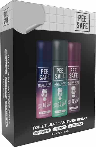 Pee Safe Toilet Seat Sanitizer Spray - 75 Ml (Multi-Fragrance - Mint Lavender Floral (Pack Of 3)