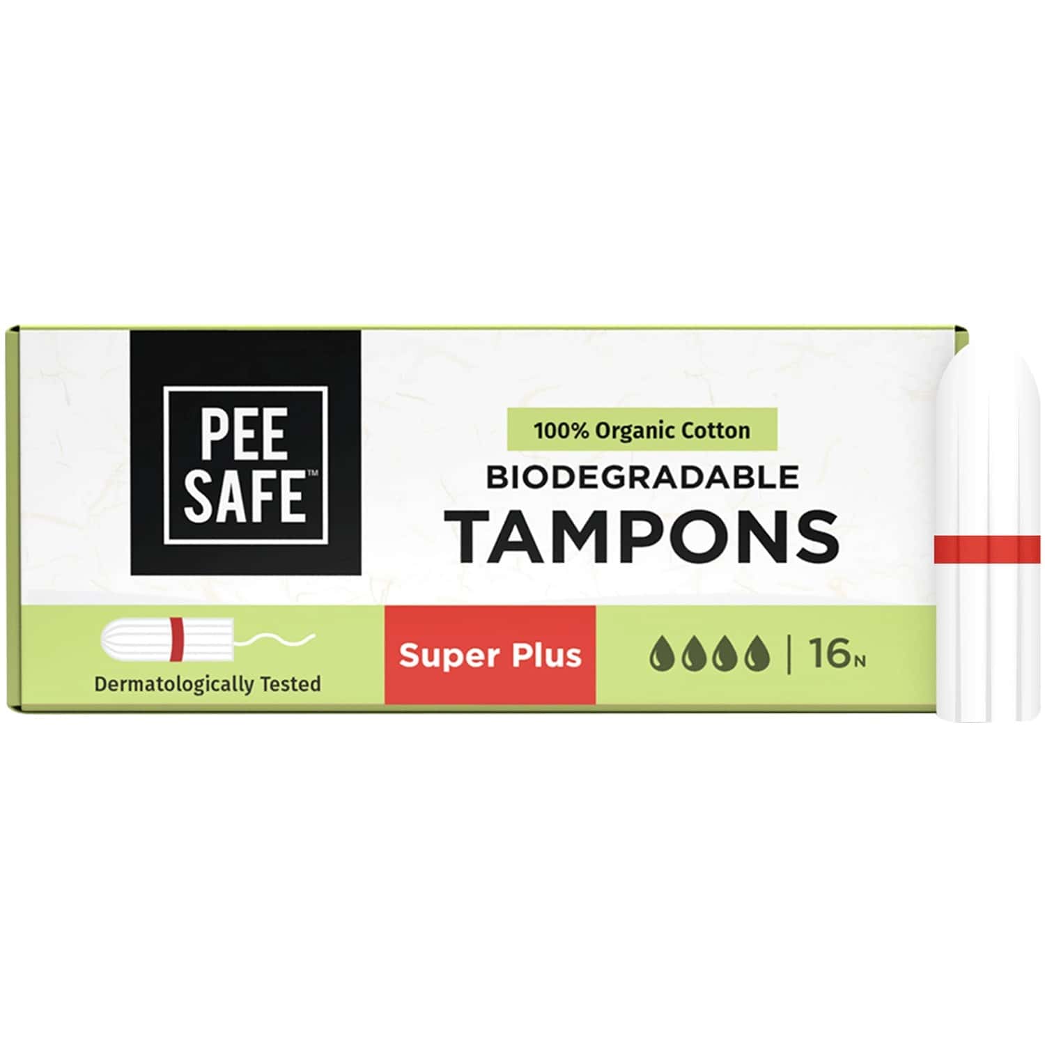 Buy PEE SAFE ORGANIC COTTON TAMPON (SUPER PLUS) 16 N Online & Get