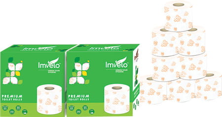 Imvelo Premium 3ply Toilet Paper | 2 Packs 8 Rolls Total 250 Pulls Each Roll (2000 Pulls)