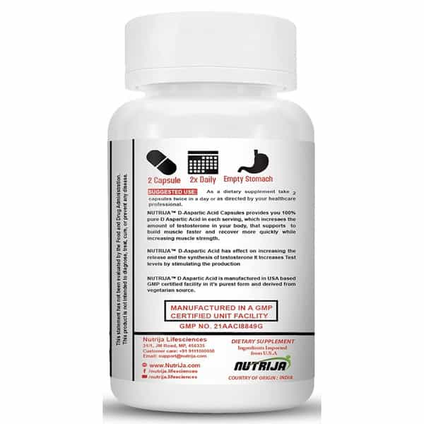 Nutrija D-Aspartic Acid (Daa) Supplement - 60 Capsules