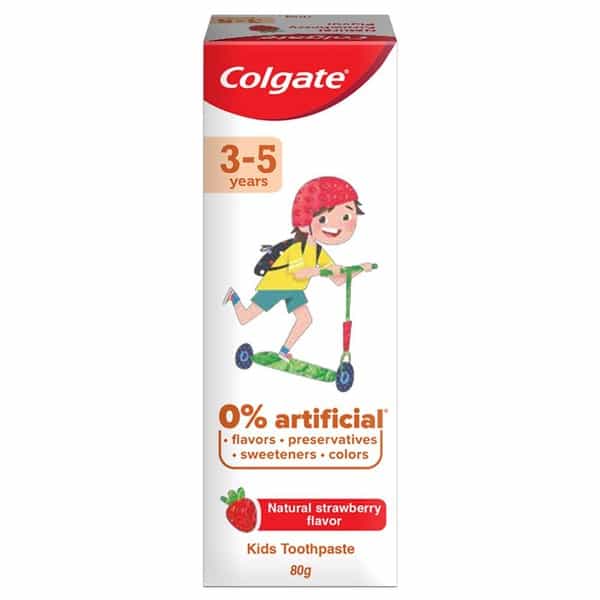 Colgate Toothpaste For Kids (3-5 Years) Natural Strawberry Flavour 0% Artificial - 80G Tube