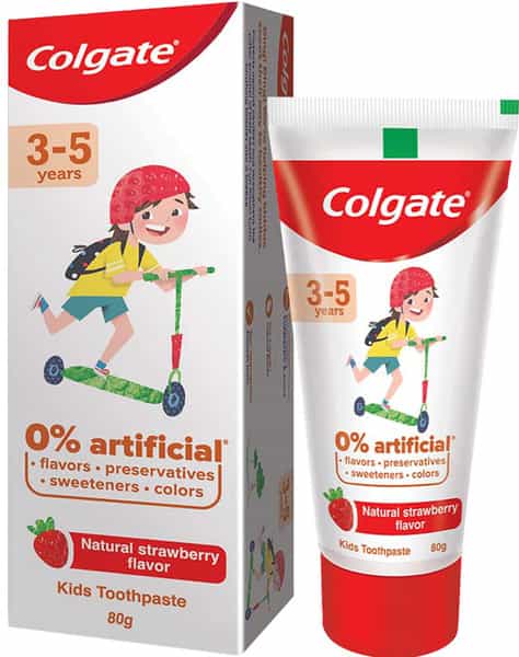 Colgate Toothpaste For Kids (3-5 Years) Natural Strawberry Flavour 0% Artificial - 80G Tube