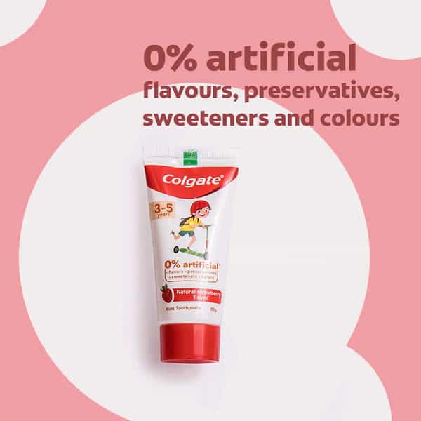 Colgate Toothpaste For Kids (3-5 Years) Natural Strawberry Flavour 0% Artificial - 80G Tube