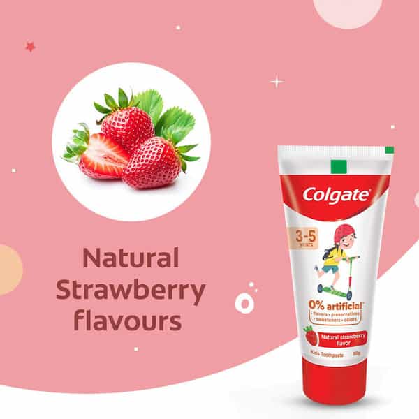 Colgate Toothpaste For Kids (3-5 Years) Natural Strawberry Flavour 0% Artificial - 80G Tube