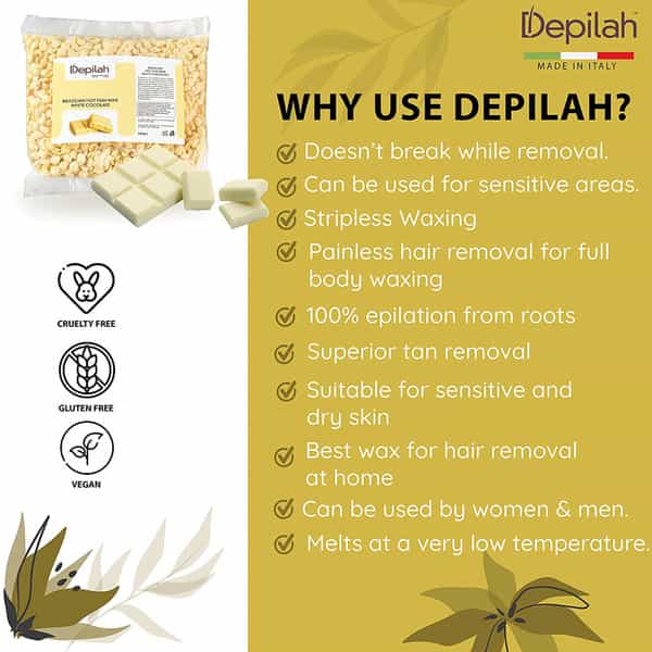 Depilah Brazilian Hot Film Wax - 500 Gram Yellow Stripless Wax (White Chocolate)