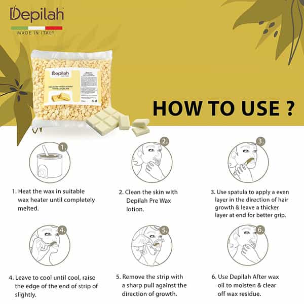 Depilah Brazilian Hot Film Wax - 500 Gram Yellow Stripless Wax (White Chocolate)