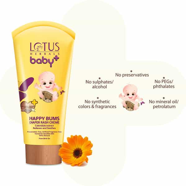 Lotus Herbals Baby+ Happy Bums Diaper Rash Cream 100 Gm