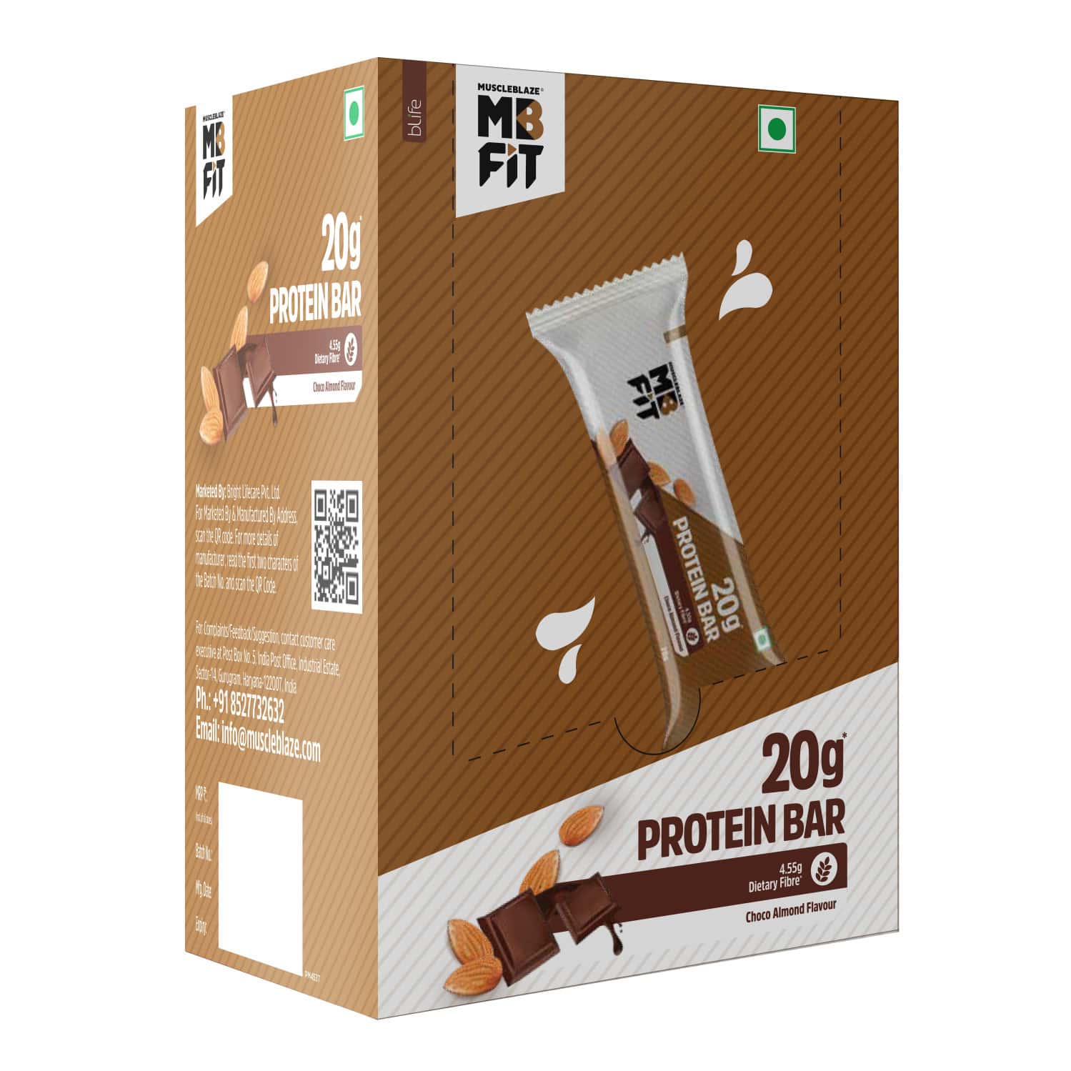 Muscleblaze 20g Protein Bar (choco Almond | Pack Of 6) | Protein Blend
